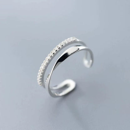 925 Sterling Silver Open Finger Rings For Women Fashion Multilayers Lines Geometric Charm Rings Handmade Exquisite Party Jewelry