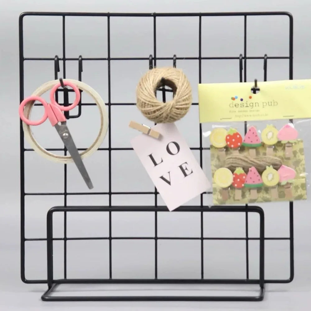Creative Grid Display Rack with Base Metal Desktop Stand Grid Frame Jewelry Booth Rack For Grid Panel