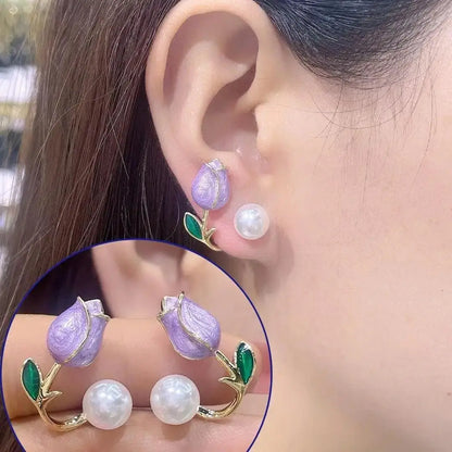 925 Silver Needle Korean Fashion Crystal Flower Earrings For Women Jewelry 2026 Trending  Women's French Pearl Earrings z40