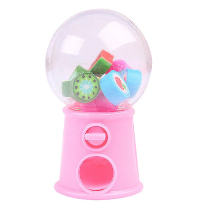 Fun and Cute Mini Gashapon Machine Fruit Cartoon Erasers; Kawaii Children's Stationery and Office Supply Essentials