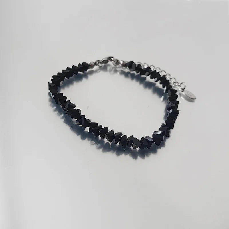 Transparent Crystal Irregular Beaded Bracelet Women‘s Shiny Mulit-cut Pink Glass Chain on the Hand Jewelry Girls Gifts