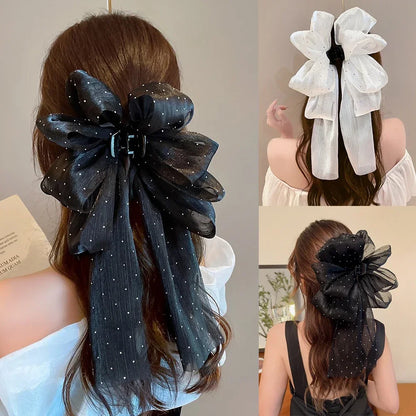 Large Bow Claw Clip New Hairpin for Women Sweet Ponytail Hair Crabs Hair Clip Girls Ribbon Non-slip Hair Accessories