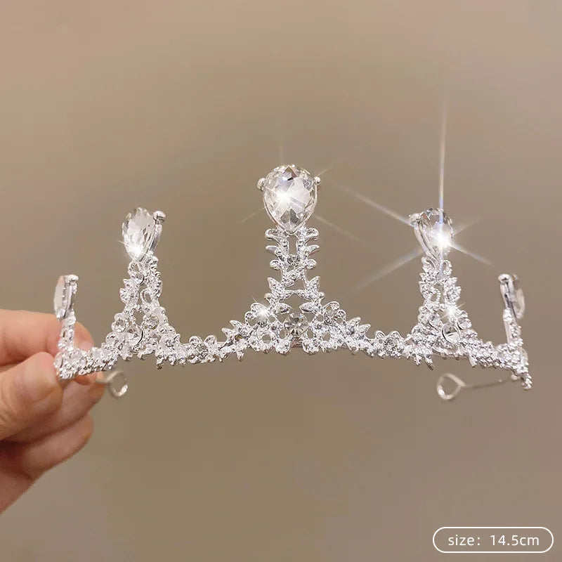 Silver Color Crystal Tiaras and Crowns Rhinestone Prom Diadem Crown Tiara for Women Bride Bridal Wedding Hair AccessoriesJewelry