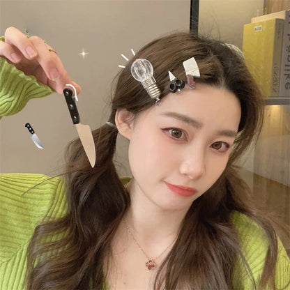 Creative Weird Simulation Scissors Knife Hair Clips Women Funny Hairpins Girls Hairclip Punk Barrette Hairpins Headwear Y2k