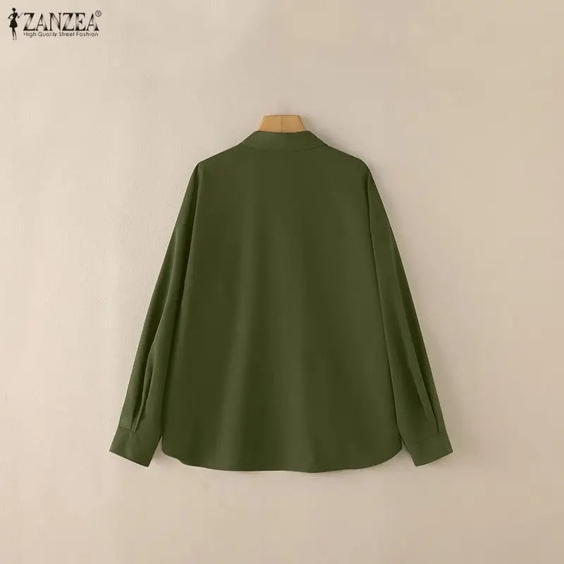 ZANZEA Woman Oversiezd High-Low Shirts Turn-Down Collar Long Sleeve Button Up Loose Chemises Femme Spring Summer Streetwear Tops