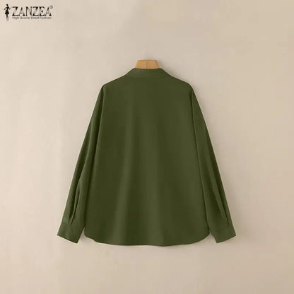 ZANZEA Woman Oversiezd High-Low Shirts Turn-Down Collar Long Sleeve Button Up Loose Chemises Femme Spring Summer Streetwear Tops