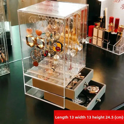 Dustproof Jewelry Display Stand Earring Bracelet Ring Holder Storage Box Plastic Material for Home Garden Decoration