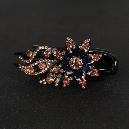 Shiny Rhinestone Hairpin Flower Leaf Duckbill Hair Claws Retro Hair Clips Accessories For Women Shinning Ponytail Headwear