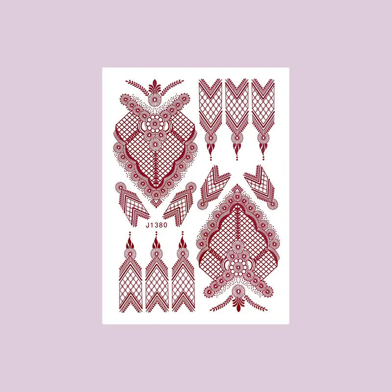 Waterproof Henna Tattoo Stickers for Women Flower Instant Fake Tattoo for Hand Temporary Tattoos for Wedding Party Festival