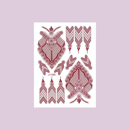 Waterproof Henna Tattoo Stickers for Women Flower Instant Fake Tattoo for Hand Temporary Tattoos for Wedding Party Festival