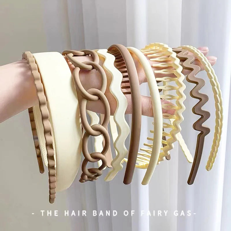 5/9pc Anti slip Toothed Hair Band Set Women's Men's Simple Frame Head Shampoo bangs Broken Hair Pressing Bracket Scrub Ornament