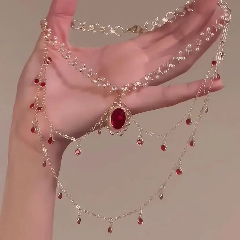 Multi-layered Copper Alloy Crystal Necklace Women Hanfu Accessories Sexy Golden Collarbone Necklace Birthday Gift For Women