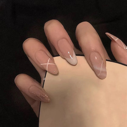 24Pcs/Box Charming Pink Flame Short Detachable Finished Fingernails Ballet Wearable Fake Nails press on Square Head Full Cover