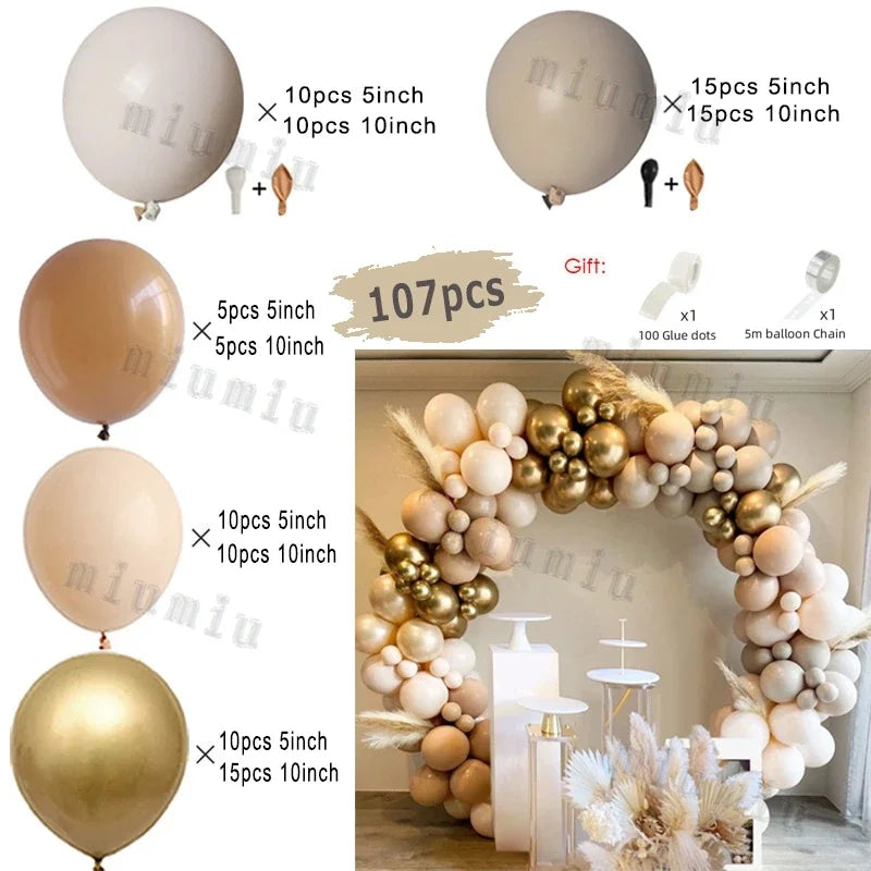 Beige Cream White Boho Balloon Garland Arch Kit Sand White Engagement Wedding Birthday Party Baby Shower Decoration Balloons