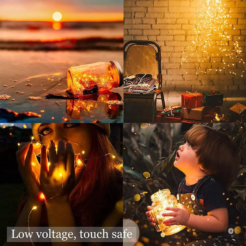LED Fairy String Light 2M 20LED Battery Operated Copper Wire Warm White for Christmas Wedding Party Decor Indoor OutdoorLighting