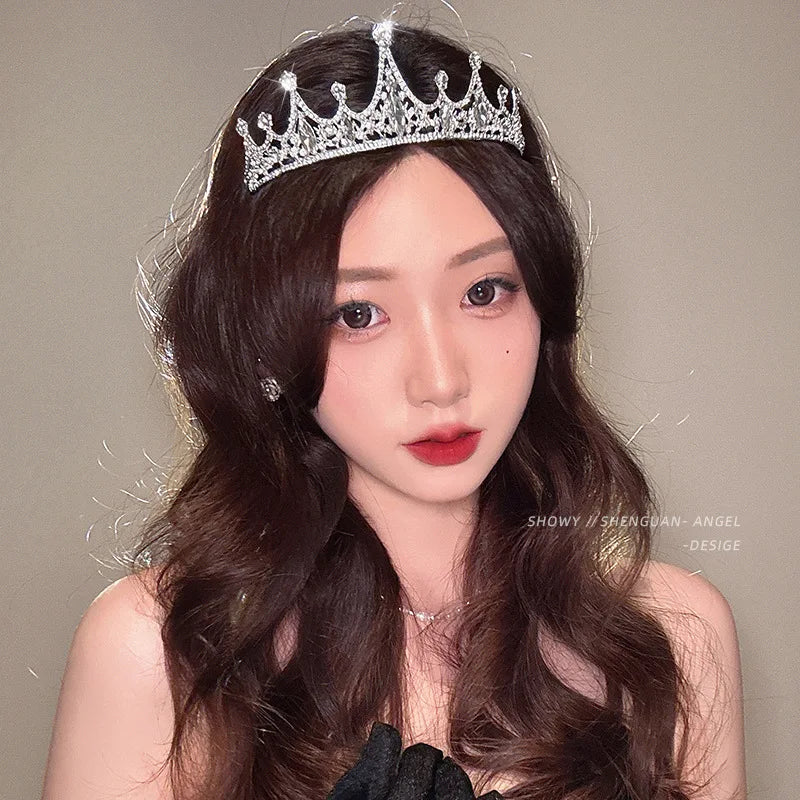 Children's Princess Crown Crystal Tiara Girls Hair Accessories High-end Atmosphere Dance Performance Birthday Gift Crown