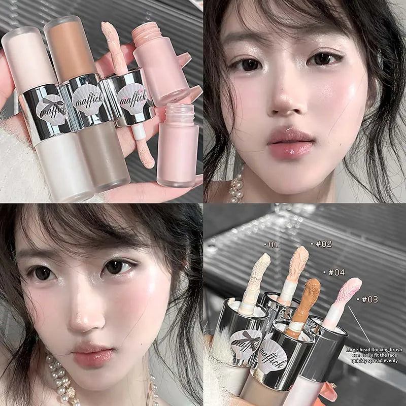 Double-head Liquid Matte Contour Highlighter Glimmer Natural Bronzer Contouring Stick Waterproof Gray Brown Nose Shadow Makeup