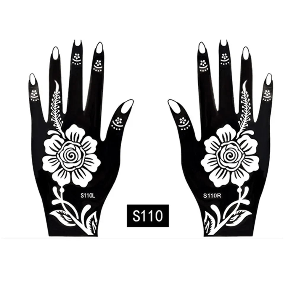 2025 New Professional Henna Stencil Temporary Hand Tattoo Body Art Sticker Template Wedding Tool Flower Tattoo Stencil