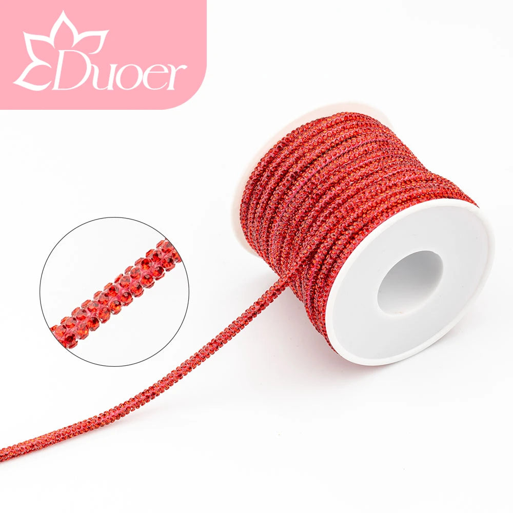 DUOER 3mm 5/10 Yards Glass Rhinestones Rope Tube GlitterDiamond Cord Soft Shoelace Drawstring Trimming For DIY Hoodies Trouser