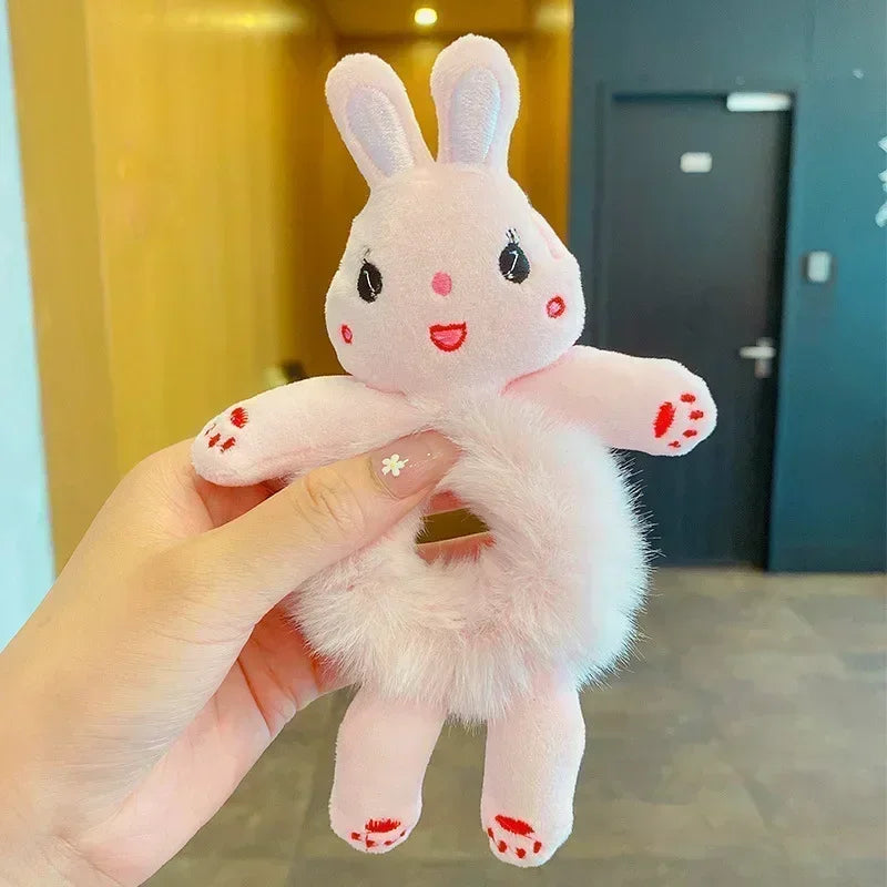 Cartoon Cute Animal Rubber Band for Girls Plush Ponytail Maruko Hair Tie Elastic Hair Ring Headwear Girls Kids Hair Accessories