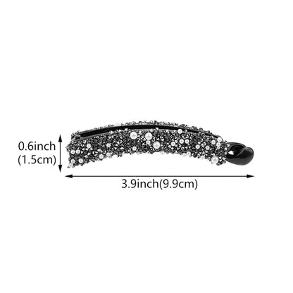 Elegant Rhinestones Banana Clip Sparkling Crystal Pearl Ponytail Holder Twist Hairpin Women Girls Summer Daily Party Hairpiece