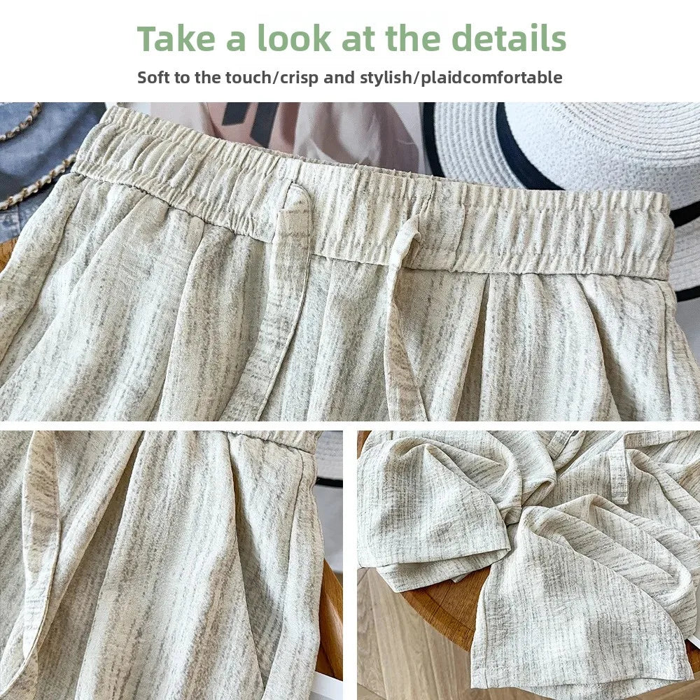 Ice Silk Wide Leg Pants Women's Loose Casual Thin Summer Trousers Small Size Draped Straight Leg Pants Female Fashion