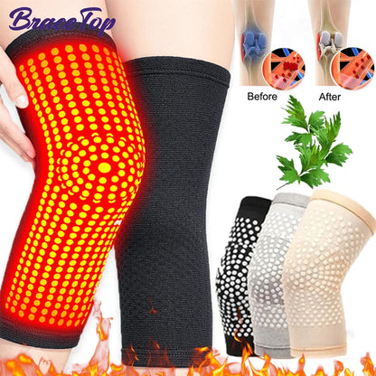1 Pair Self Heating Support Knee Pads Knee Brace Warm for Arthritis Joint Pain Relief and Injury Recovery Belt Knee Massager Pad