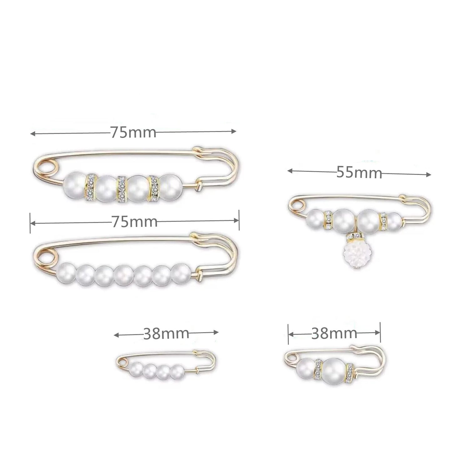 2/20pcs Clothing Brooch Pearl Waist Adjustment for Women Pearl Lapel Pin Sweater Dress Brooch Pins Badge Buckle DIY Accessories