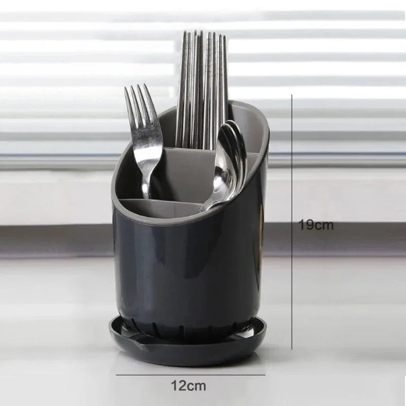 Chopstick Storage Tube with Drain Tray Tableware Organizer Kitchen Utensil Holder