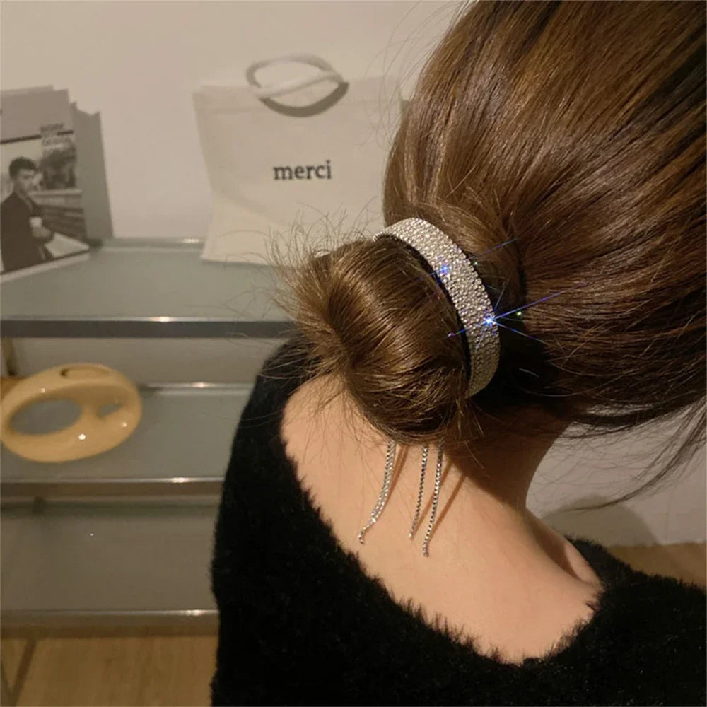 New Glitter Rhinestones Hair Claw Clip For Women Meatball Head Fixed Hair Styling Tools Hairpin Accessories Hair Ornaments