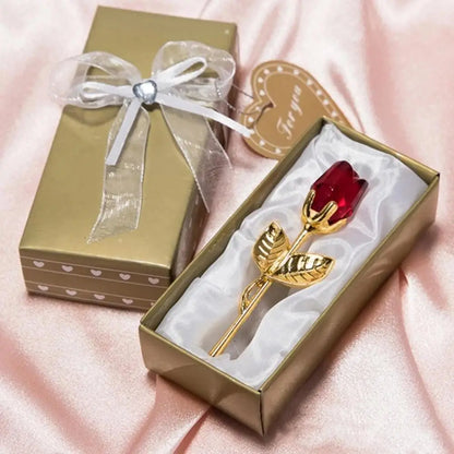 Valentines Day Gift Handcrafted Wedding Gifts Valentines Day Rose Transparent Crystal Glass Rose For Valentine's Day Girlfriend