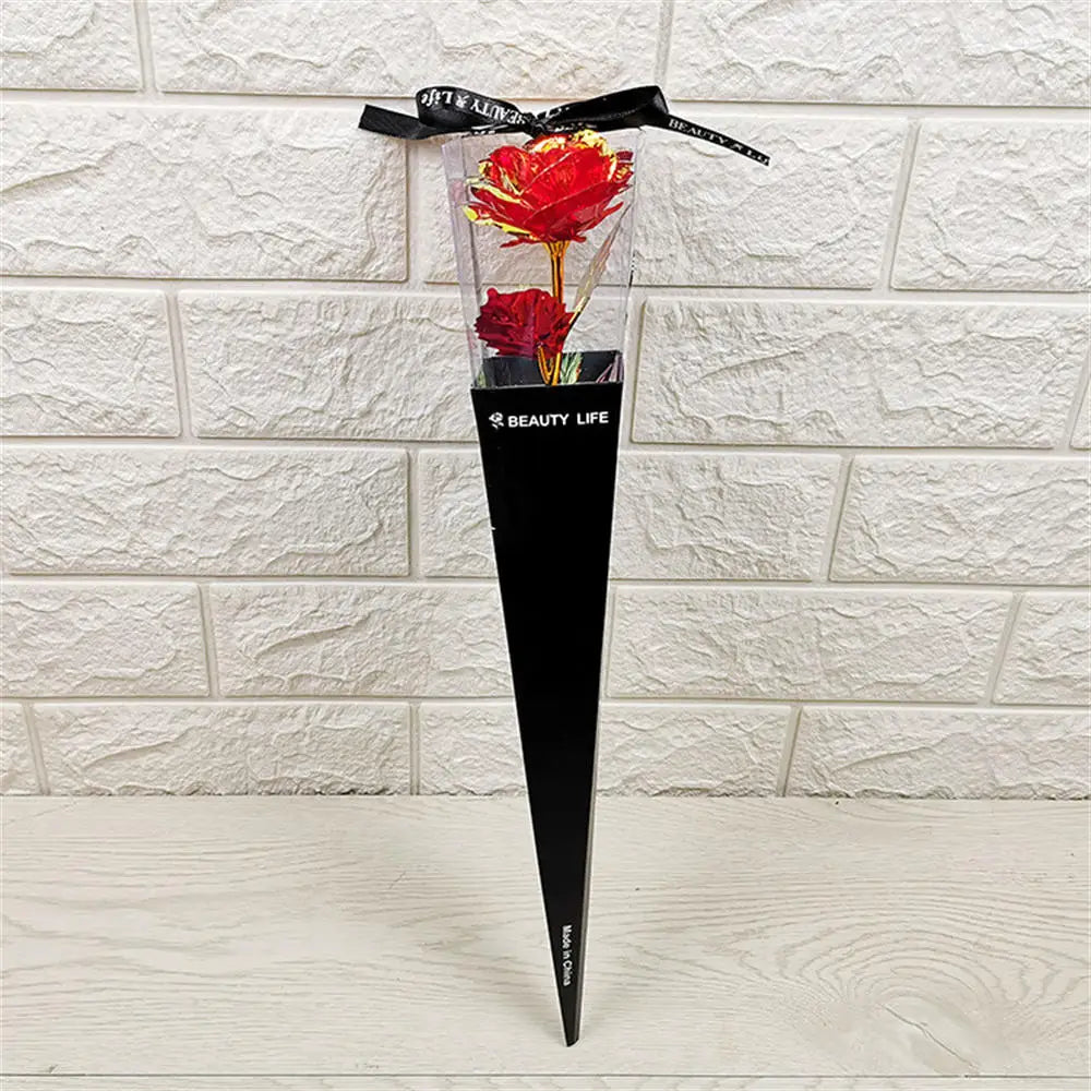 24k Eternal Rose Artificial Flowers Foil Plated Gold Rose Wedding Valentine'S Day Decoration Mother'S Day Gifts Fake Flower