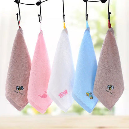 Soft Children Towel Washcloth Baby Bathing Feeding Cartoon Embroidery Cotton Towel for Newborn Handkerchief Shower Cloth 25x25cm