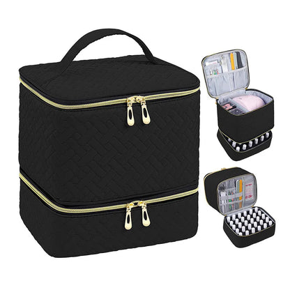 Nail Polish Storage Bag Essential Oil Bag Portable Cosmetic Nail Care Kit Nail Care Tool Storage Box Double Layer 30 Compartment