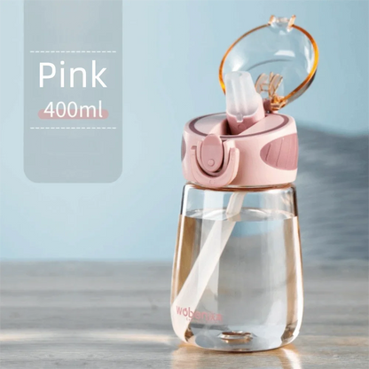 Portable Plastic Water Straw Cup Food-Grade Silicone Leak-proof Water Bottle With Scale Lightweight Sippy Cup For Home Kitchen