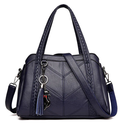 Women's Bag2023New Style Middle-aged Mom Bag Simple Retro Women's Handbag Soft Leather Large Capacity Crossbody Bag