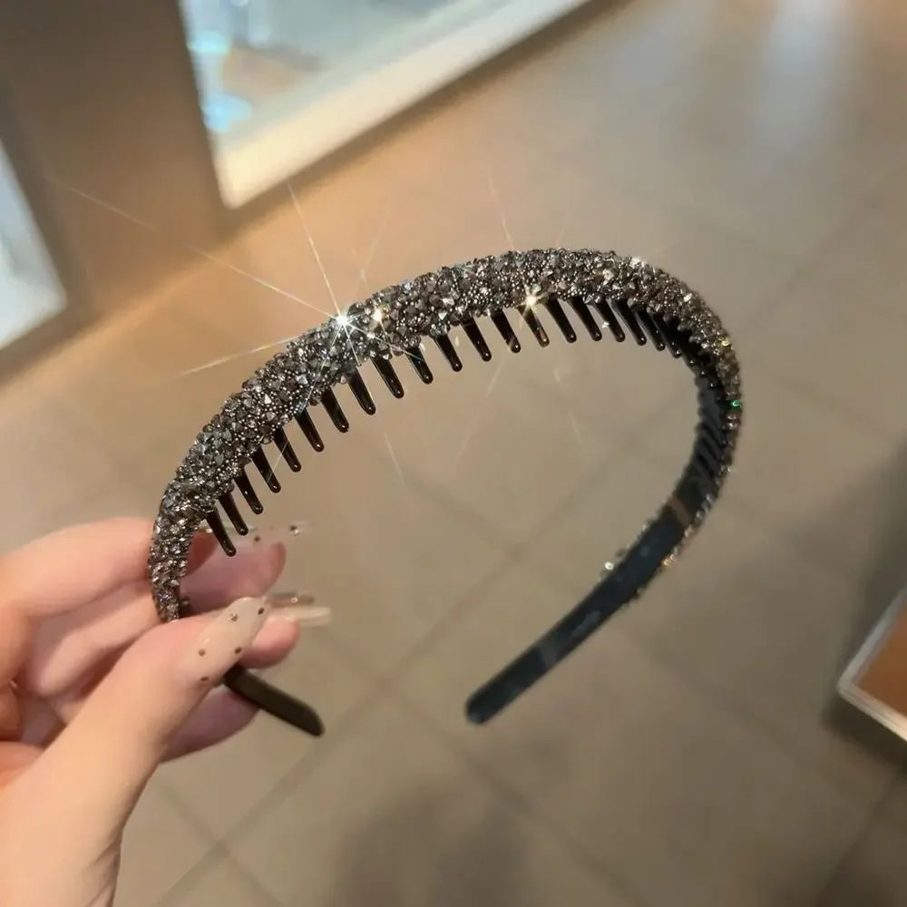 Plastic Rhinestone Headband Cute with Toothed Face Wash Diamond Hair Hoop Korean Style Make Up Hairband Non-slip