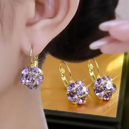 French Elegance Personality Flower Circle Exquisite Earrings for Women Light Luxury Inlay Drill Earrings Party Jewelry Accessory