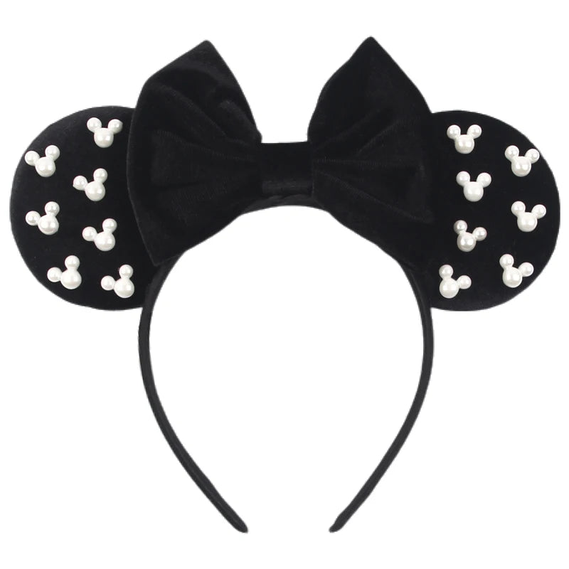 New Trendy Mouse Ears Headband Mickey 3.3"Velvet For Girls Soft Bow Hairband Halloween Festival Party Trip DIY Hair Accessories