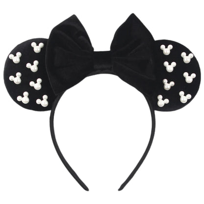 New Trendy Mouse Ears Headband Mickey 3.3"Velvet For Girls Soft Bow Hairband Halloween Festival Party Trip DIY Hair Accessories