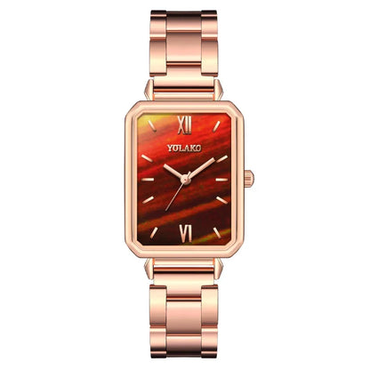 Women's Fashion Square Green Classic Wrist Retro Small Wristwatch Casual Quartz Watch For Lady