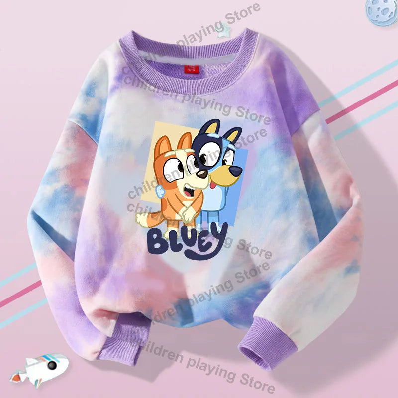 Blueyi Series Kid Pullover Sweatshirts Trendy Long Sleeves Top Bingo Autumn Winter Cartoon Child Clothes Birthday Christmas Gift