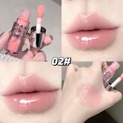 Gege Bear Glittering Mirror Lip Glaze, Watery Shimmering Light Lip Gloss Makeup 8 Colors, Hydrating Moisturizing, Long Lasting