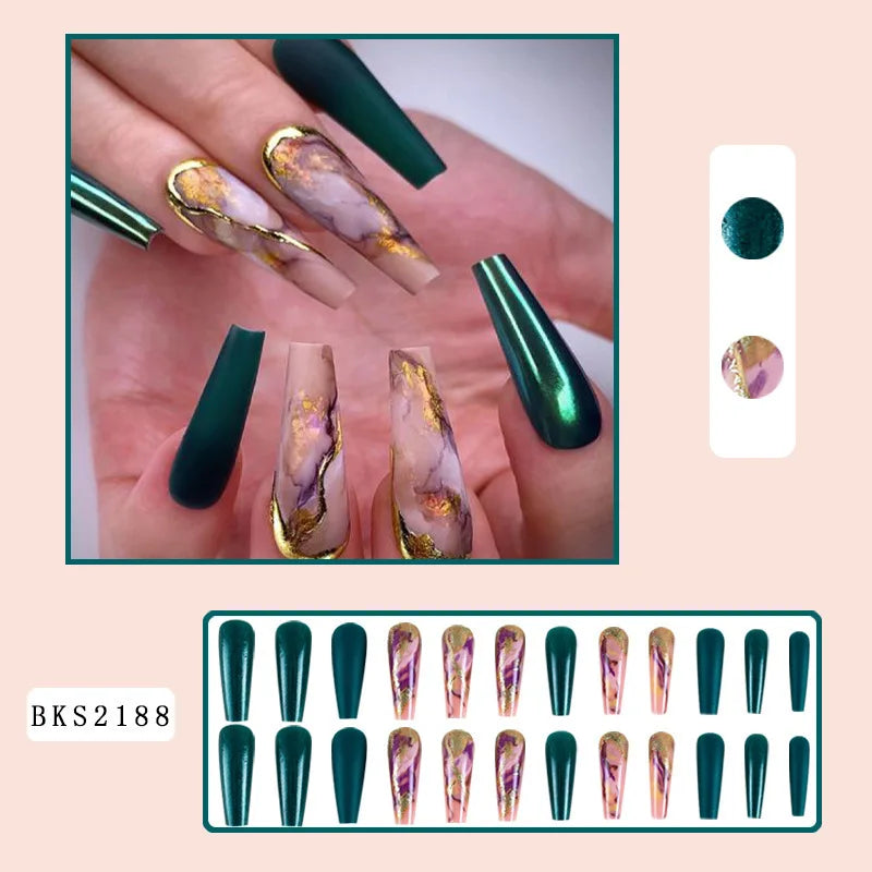 Wholesale Price Press On Nails Ballerina Medium Coffin False Nails French Tip Nails Manicure Stick On Nails Acrylic Fake Nails