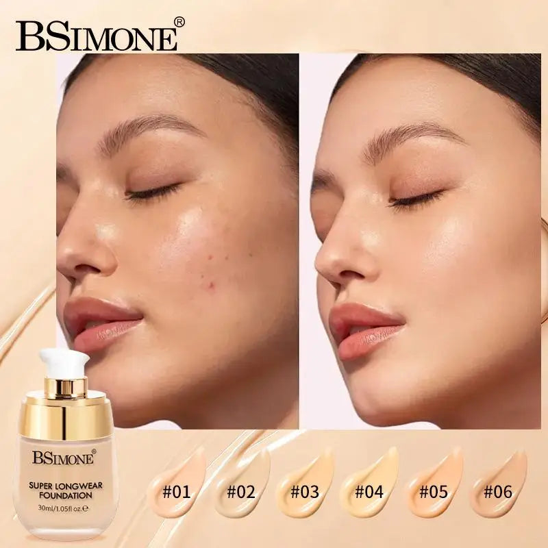 BSIMONE 30ml Liquid Foundation, Moisturizing And Long-Lasting, Natural Finish For Bright, Even Skin Tone