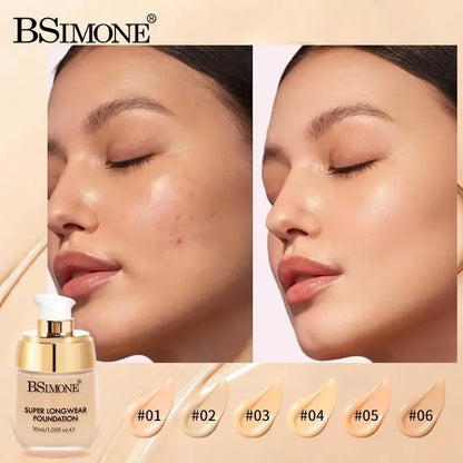 BSIMONE 30ml Liquid Foundation, Moisturizing And Long-Lasting, Natural Finish For Bright, Even Skin Tone