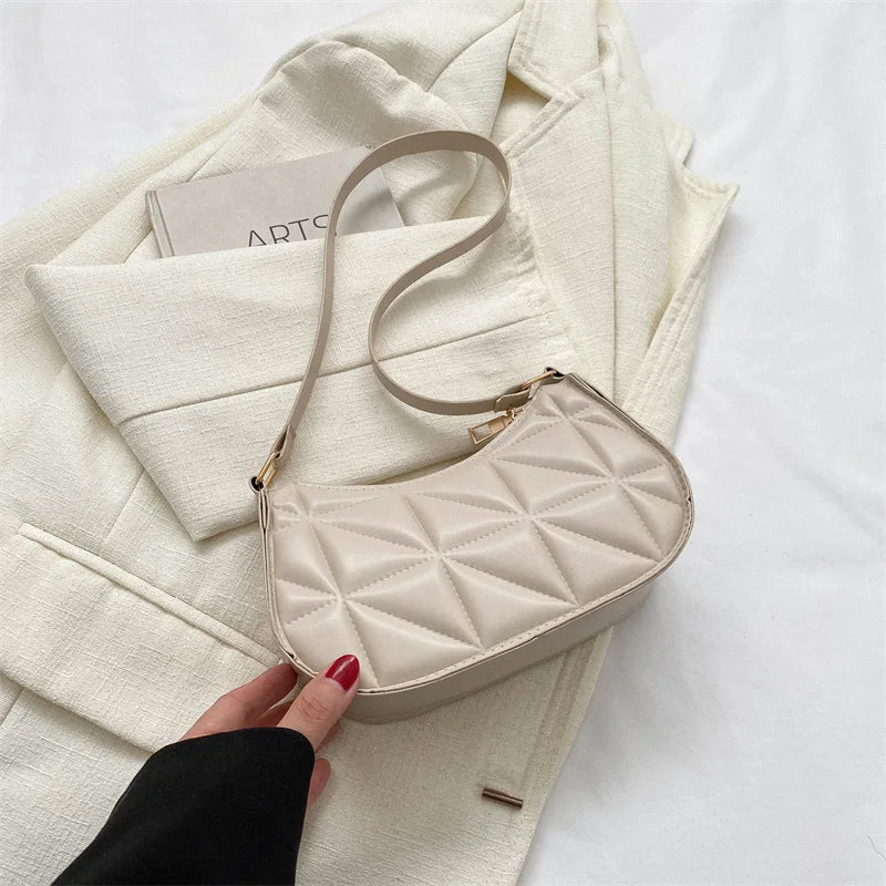 New Solid Color Casual Women's Handbags Shoulder Bag with Niche Retro Design Fashionable and Trendy Leather Crossbody Bags