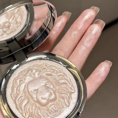 Three-Color Lion Facial Contour Highlighter Powder Makeup Palette Pearl White Shimmer Atmosphere Potato Puree Highlighter Plate