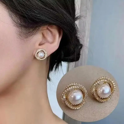 925 Silver Needle Korean Fashion Double V Crystal Earrings For Women Jewelry 2026 Trending Luxury Women's Earrings Behind Ear
