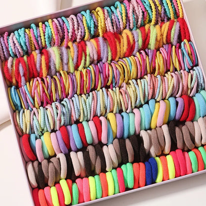 100pcs Women Girls Colorful Nylon Elastic Hair Bands Ponytail Hold Small Hair Tie Rubber Bands Scrunchie Hair Accessories